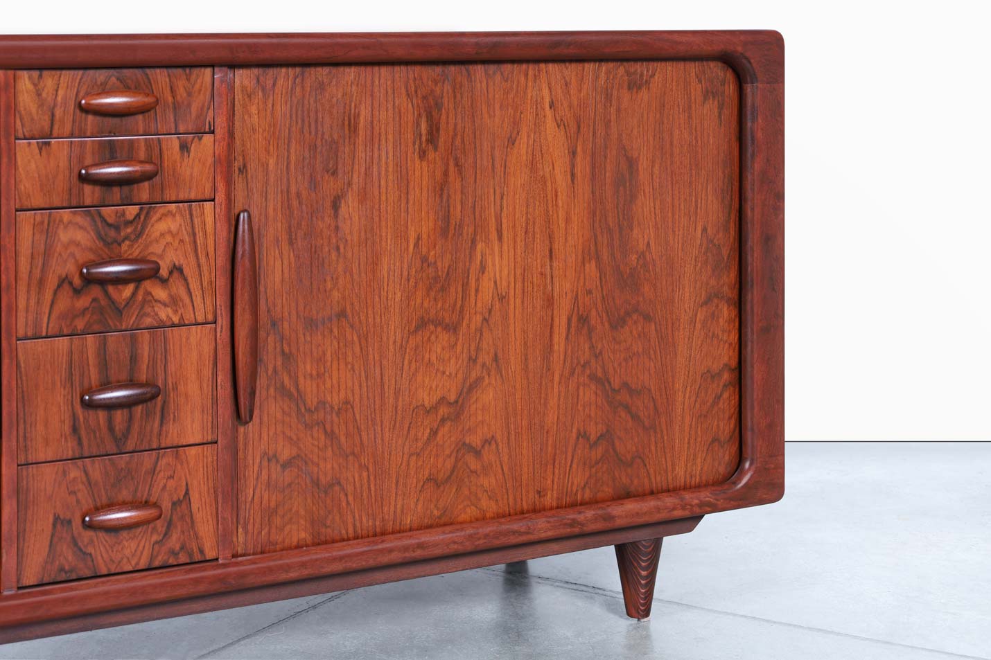 Danish Modern Rosewood Tambour Door Credenza by Dyrlund