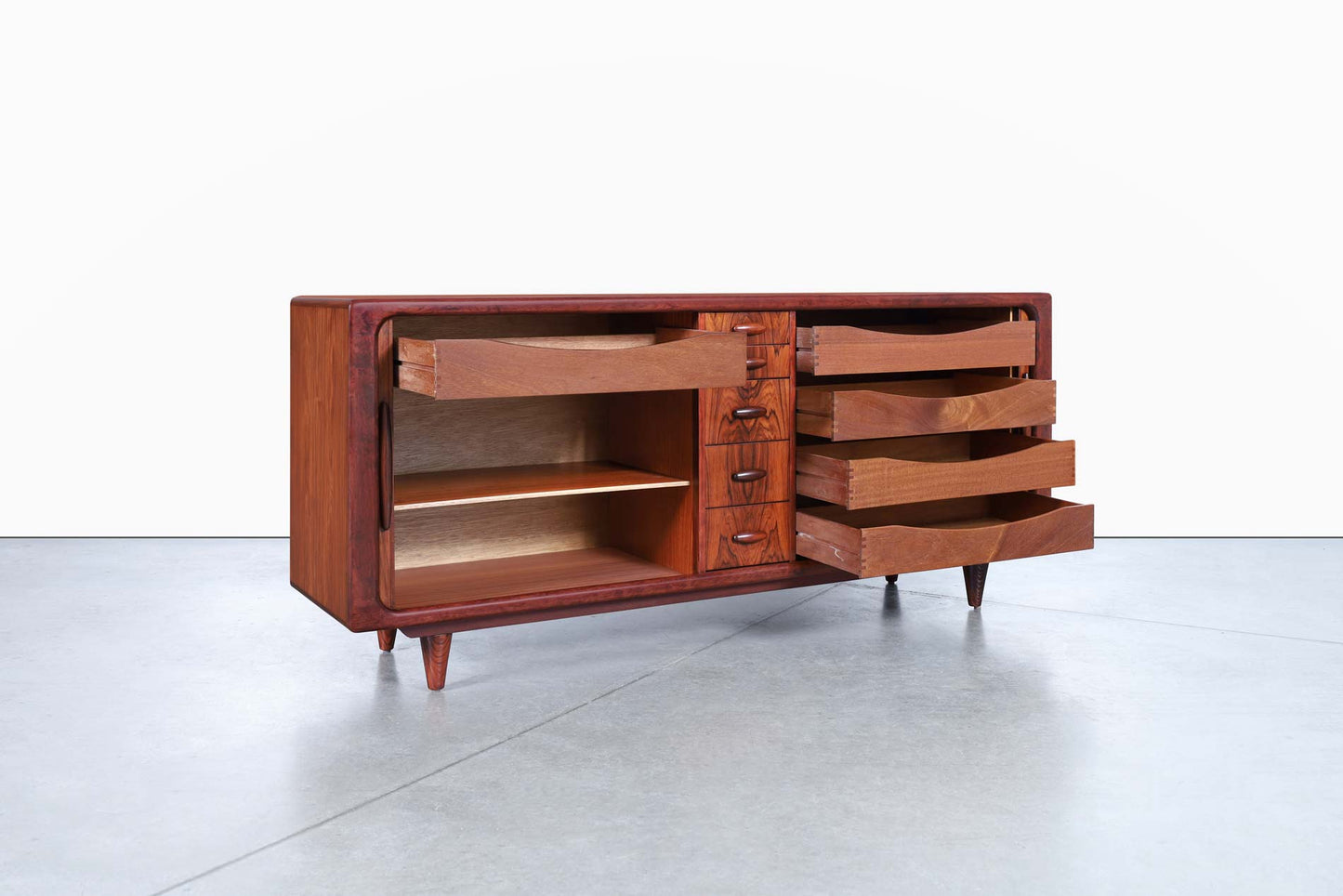 Danish Modern Rosewood Tambour Door Credenza by Dyrlund