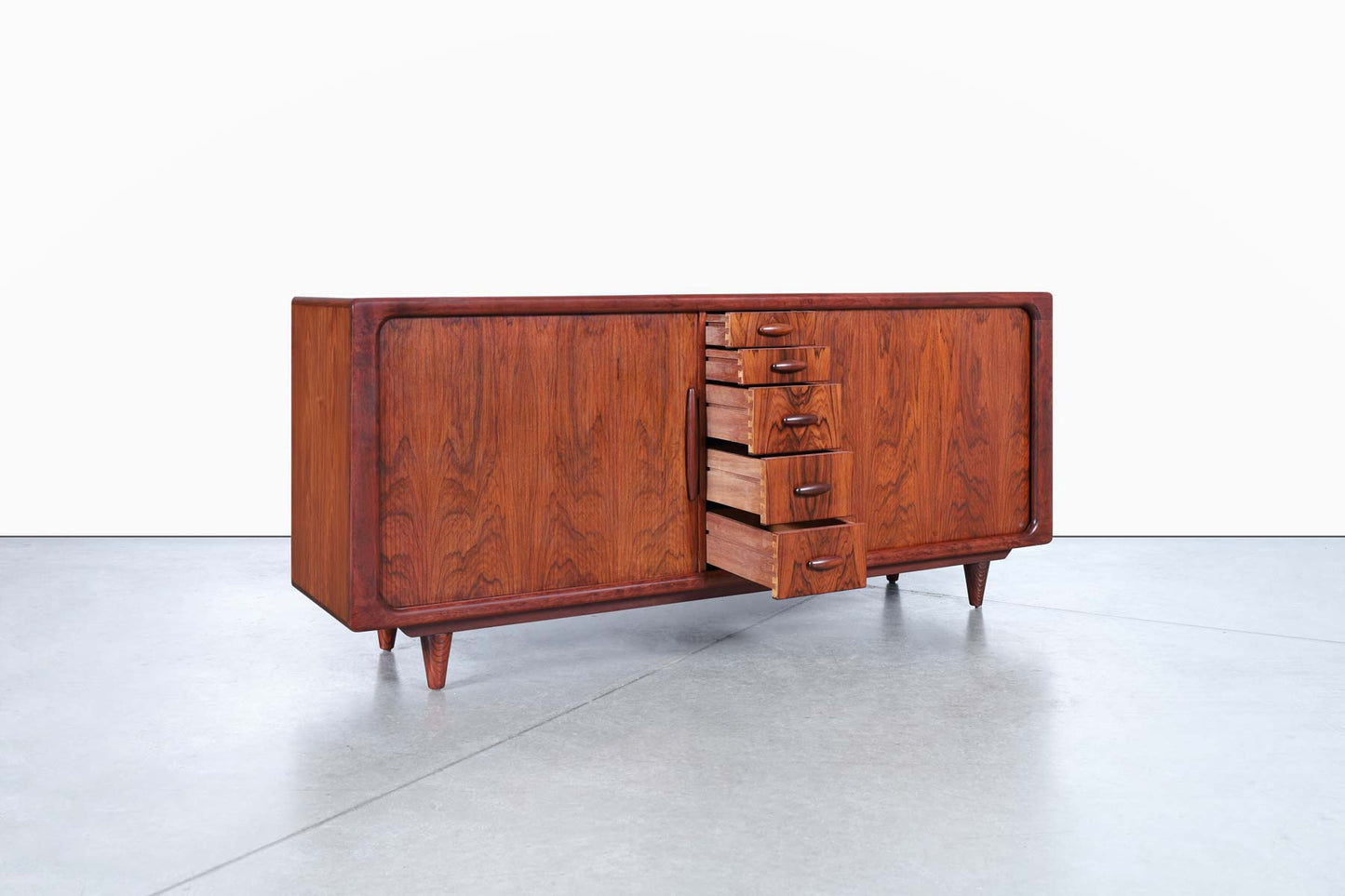 Danish Modern Rosewood Tambour Door Credenza by Dyrlund