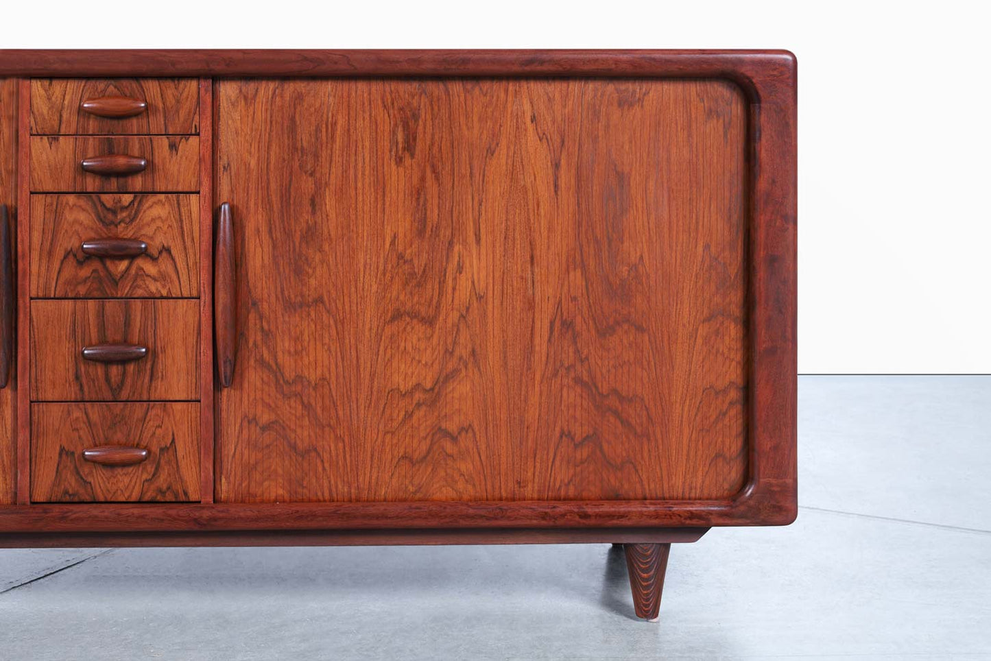 Danish Modern Rosewood Tambour Door Credenza by Dyrlund