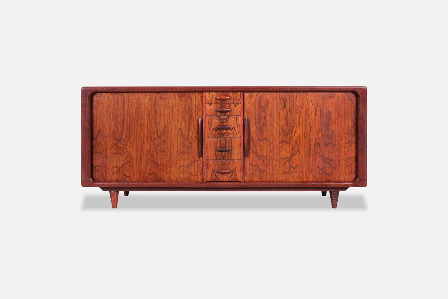 Danish Modern Rosewood Tambour Door Credenza by Dyrlund