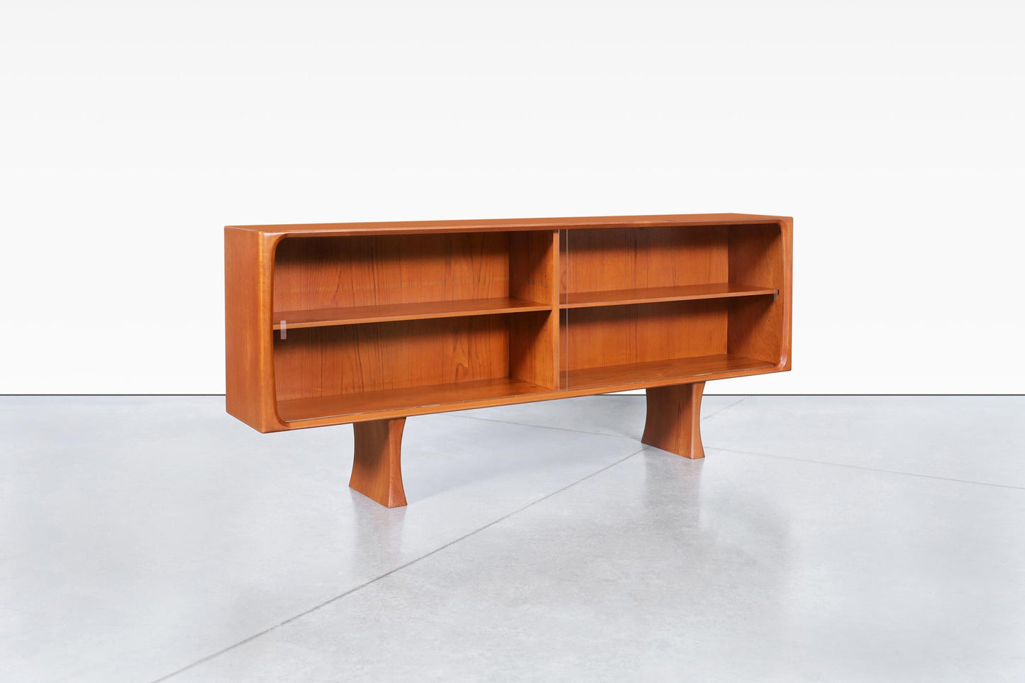 Danish Teak Credenza or Bookcase with Glass Doors by Bernhard Pedersen