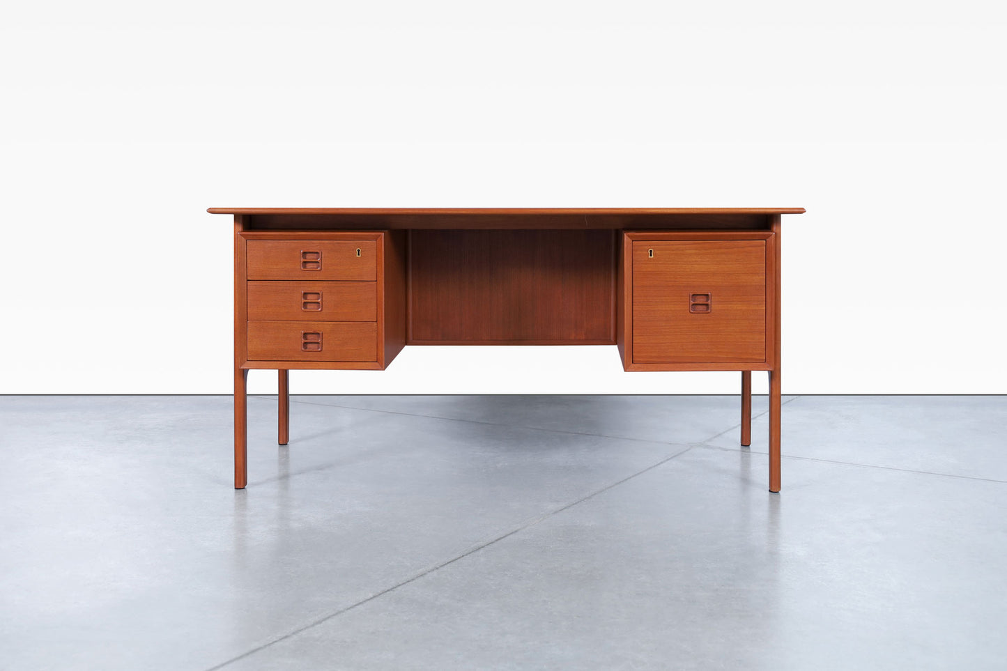 Danish Modern Teak Desk with Bookcase by Erik Brouer for Brouer Møbelfabrik
