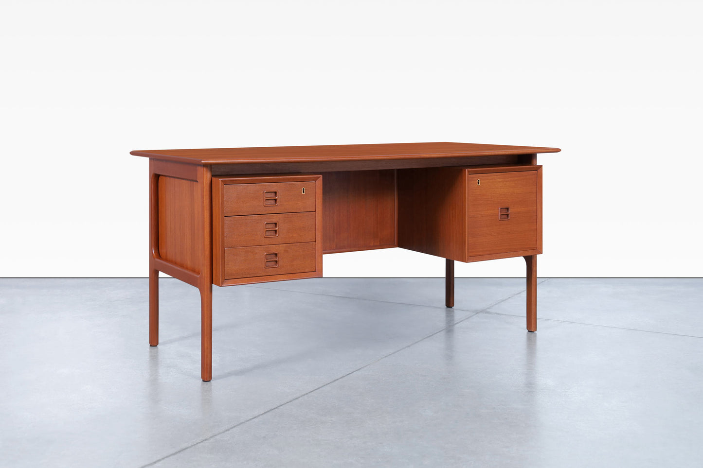 Danish Modern Teak Desk with Bookcase by Erik Brouer for Brouer Møbelfabrik