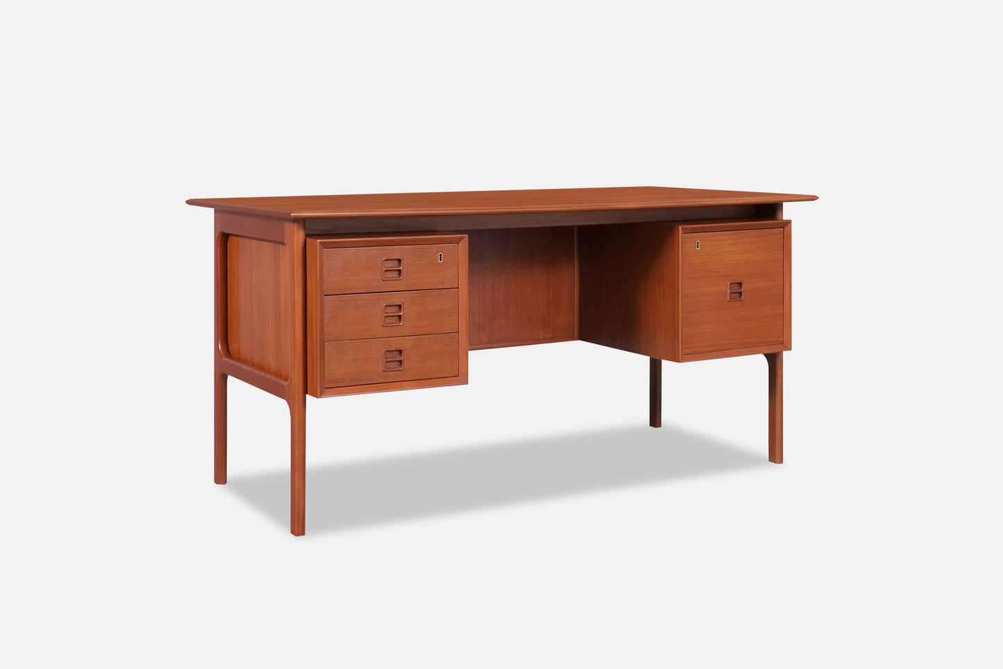 Danish Modern Teak Desk with Bookcase by Erik Brouer for Brouer Møbelfabrik