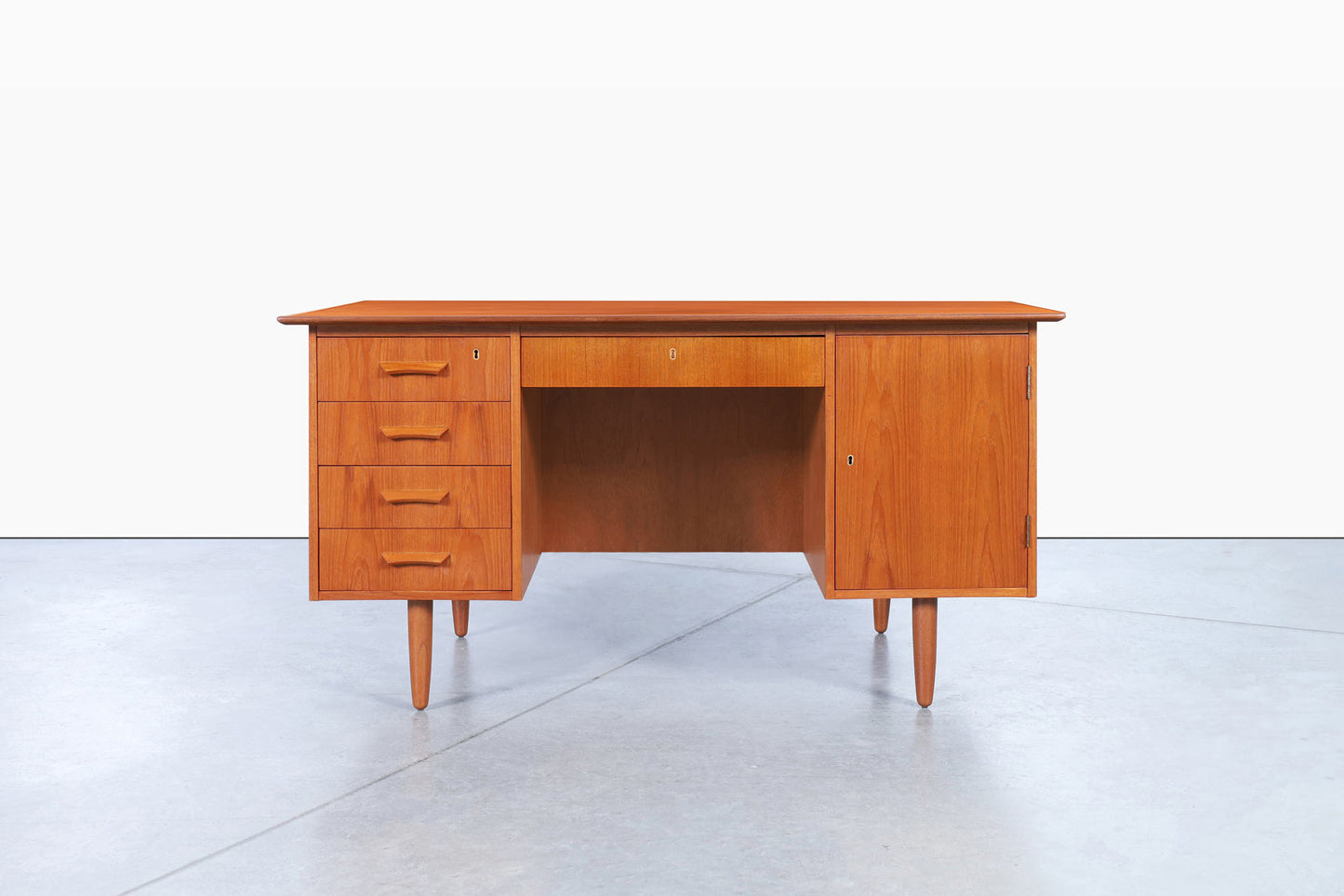 Danish Modern Teak Desk with Bookcase