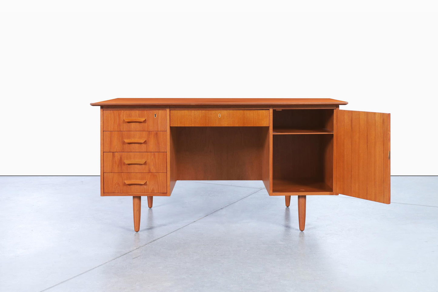 Danish Modern Teak Desk with Bookcase