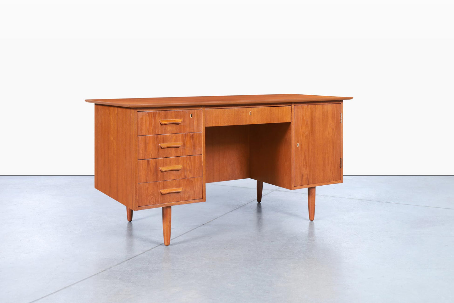 Danish Modern Teak Desk with Bookcase