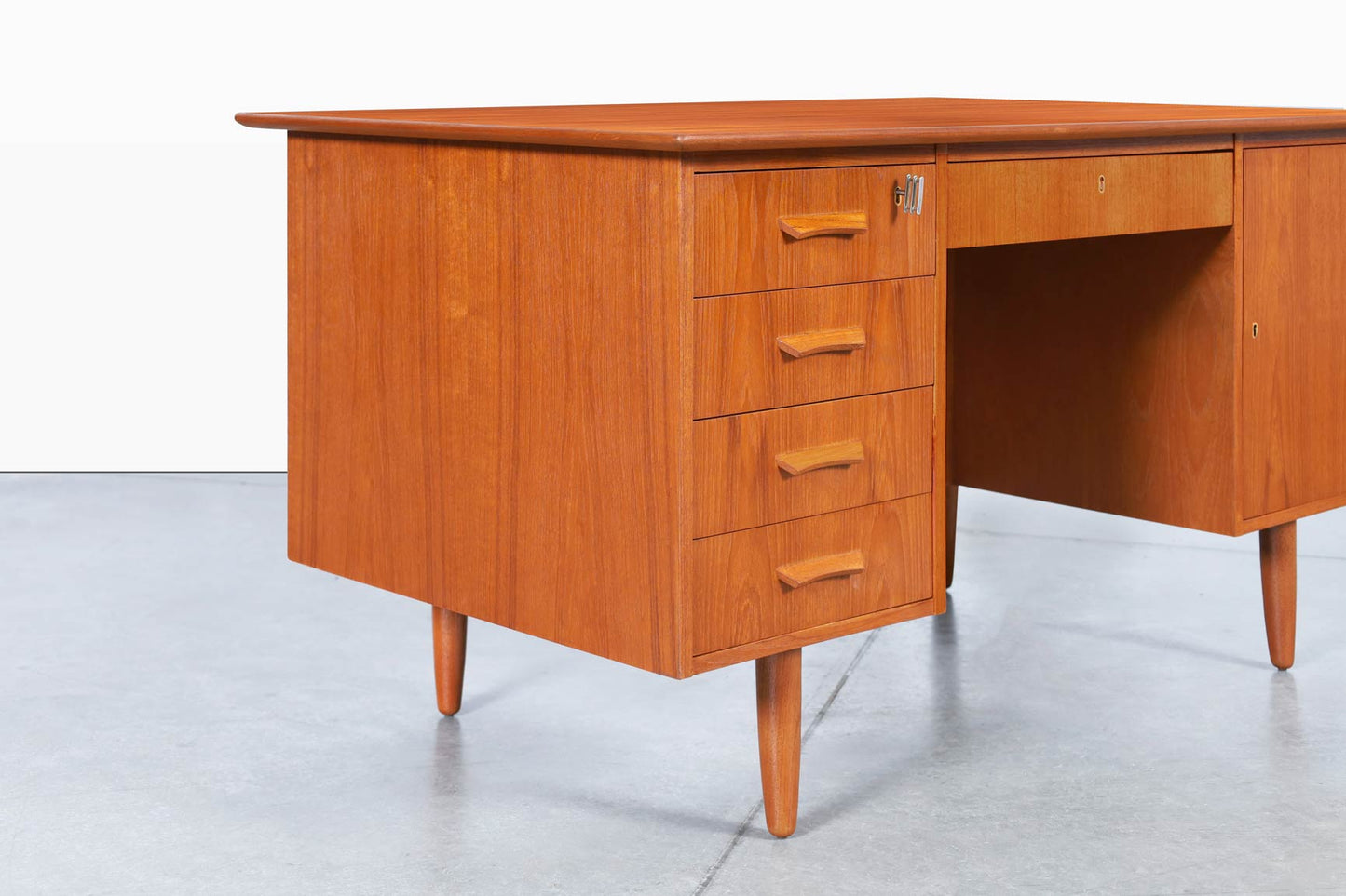 Danish Modern Teak Desk with Bookcase