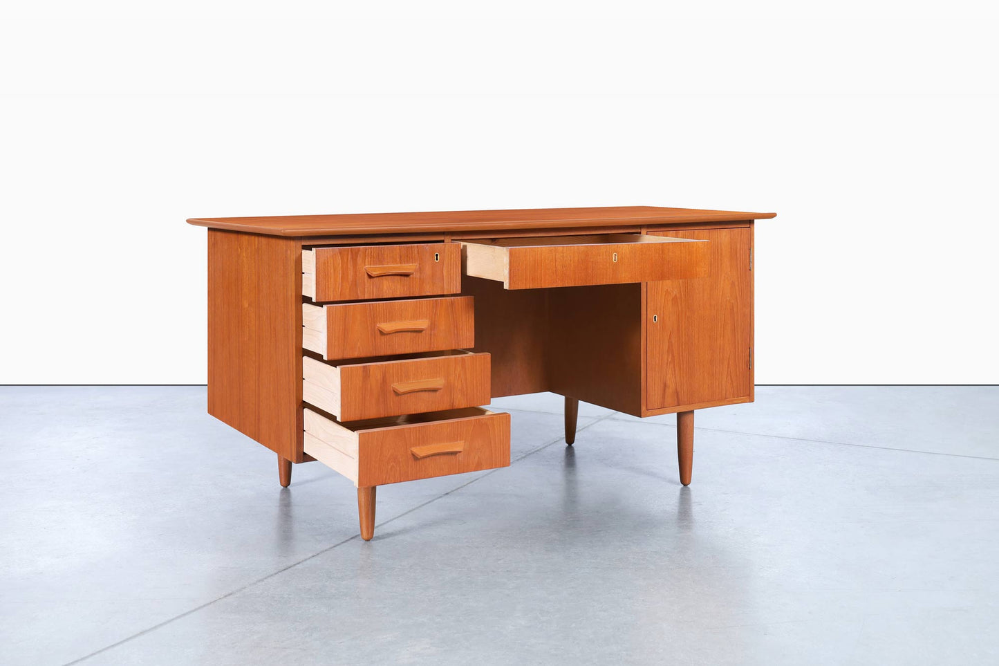 Danish Modern Teak Desk with Bookcase