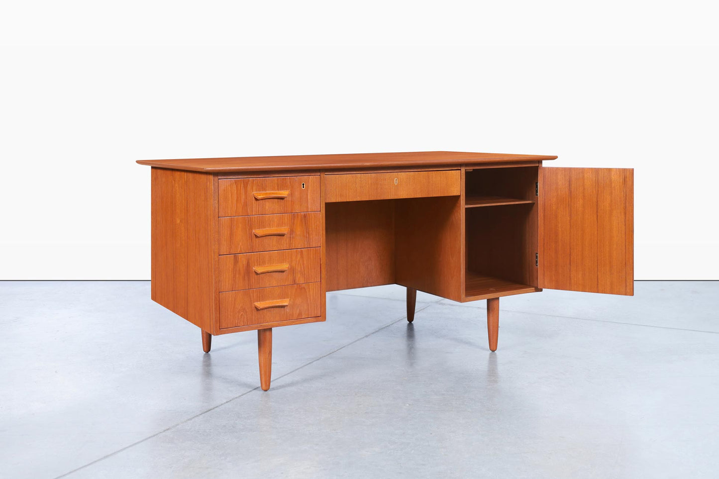 Danish Modern Teak Desk with Bookcase