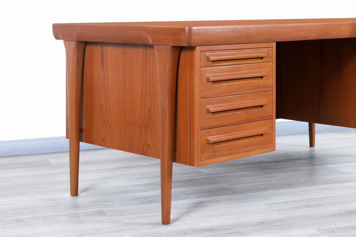 Danish Modern Teak Executive Desk by Ib Kofod Larsen