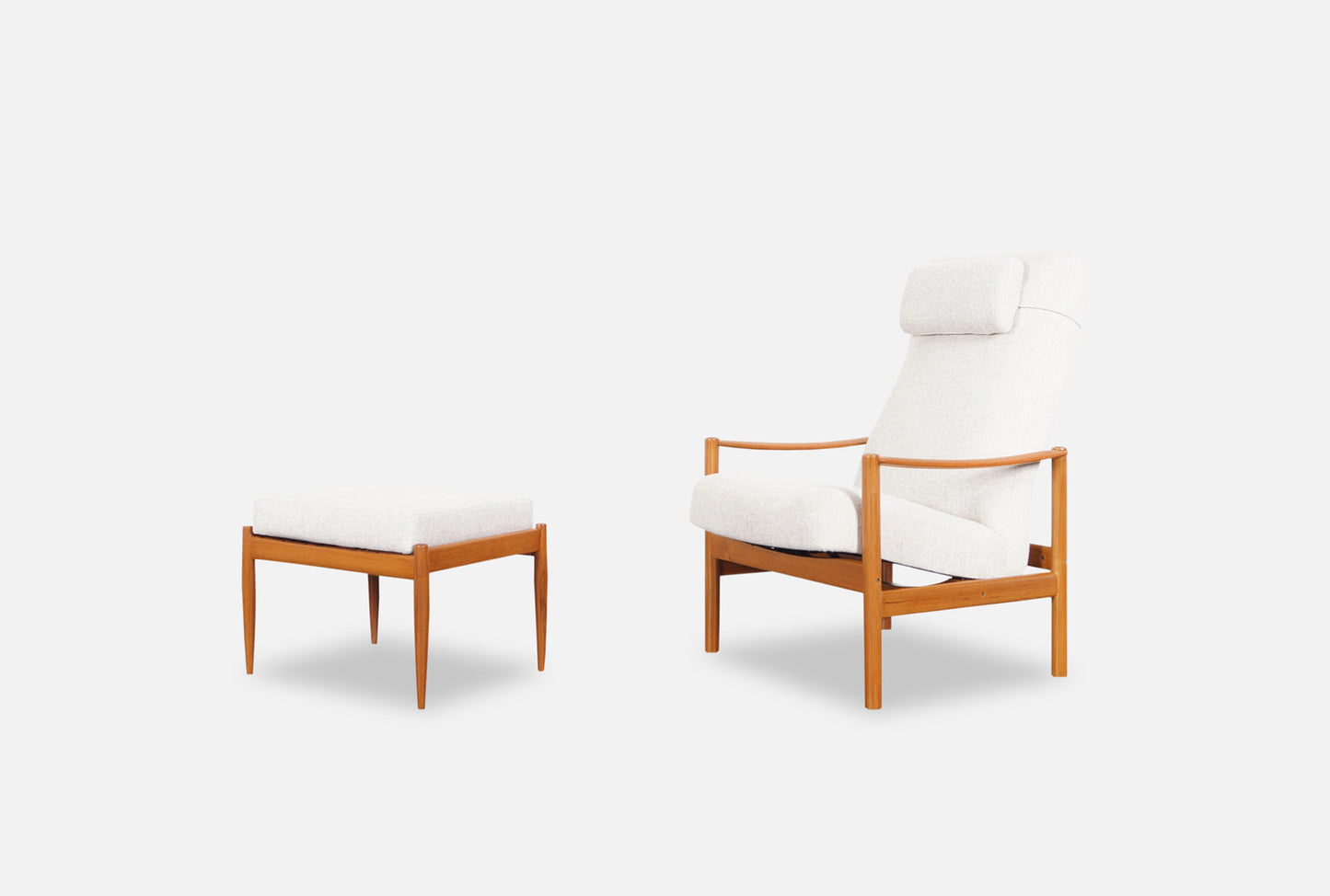 Danish Modern Teak Reclining Lounge Chair and Ottoman