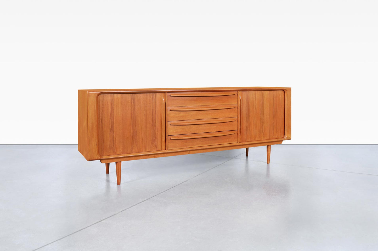 Danish Modern Teak Tambour Door Credenza by Bernhard Pedersen & Son