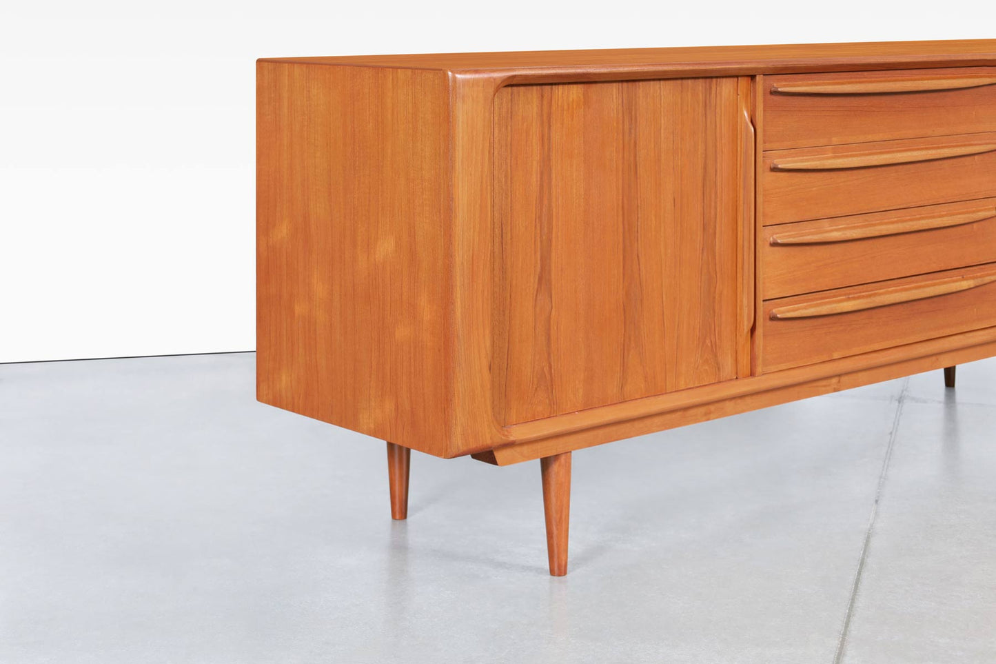 Danish Modern Teak Tambour Door Credenza by Bernhard Pedersen & Son