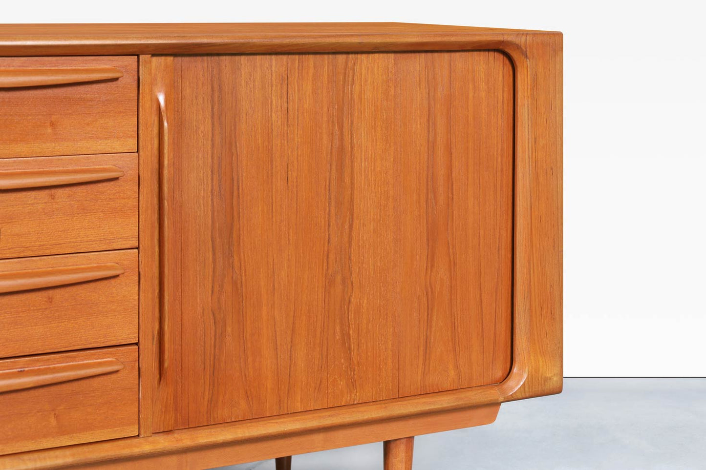 Danish Modern Teak Tambour Door Credenza by Bernhard Pedersen & Son