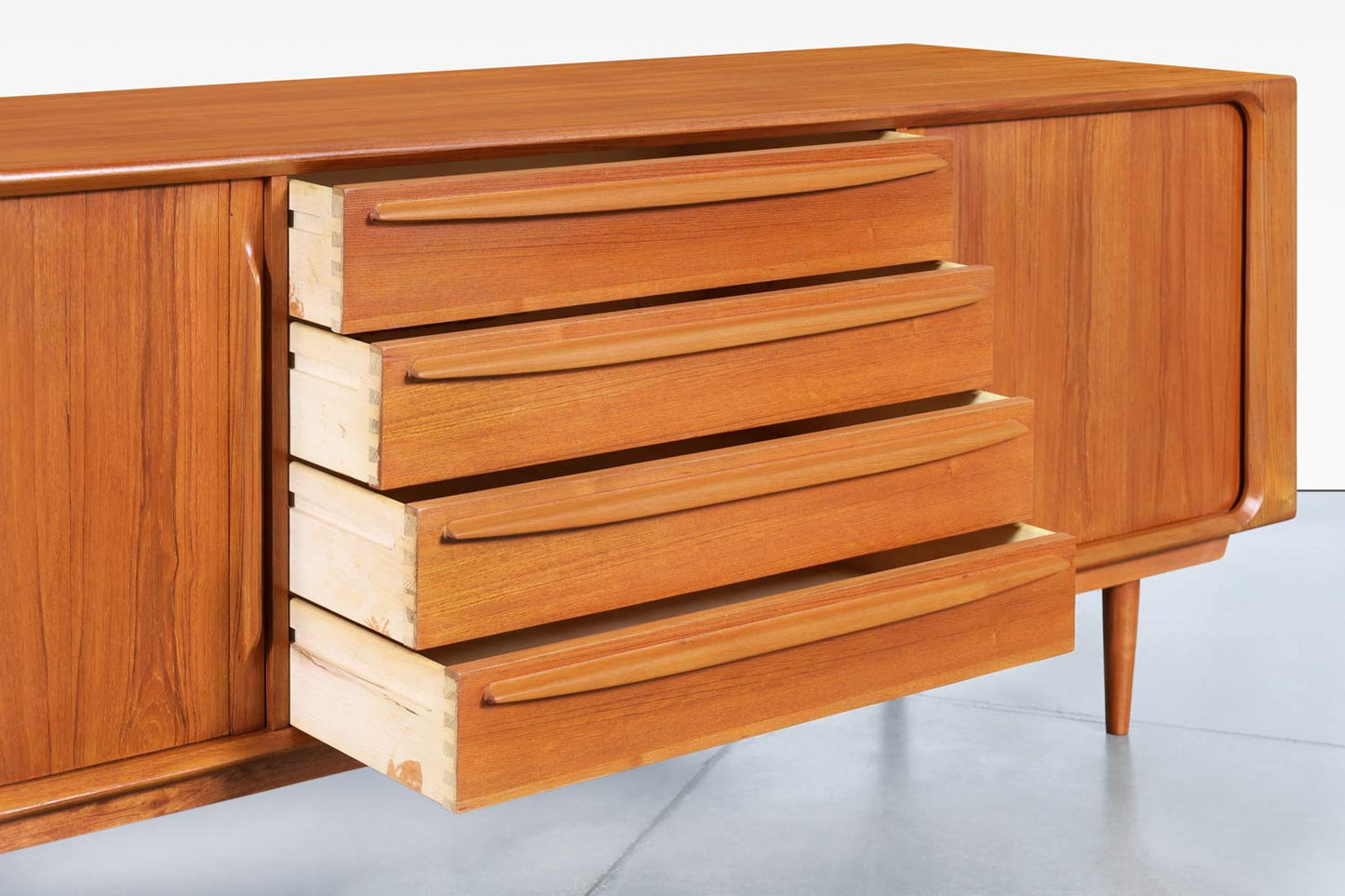 Danish Modern Teak Tambour Door Credenza by Bernhard Pedersen & Son