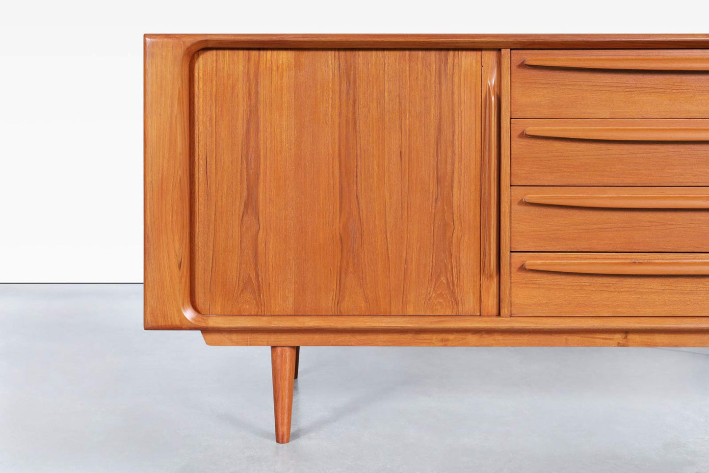 Danish Modern Teak Tambour Door Credenza by Bernhard Pedersen & Son
