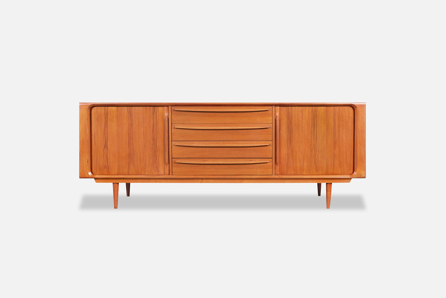 Danish Modern Teak Tambour Door Credenza by Bernhard Pedersen & Son