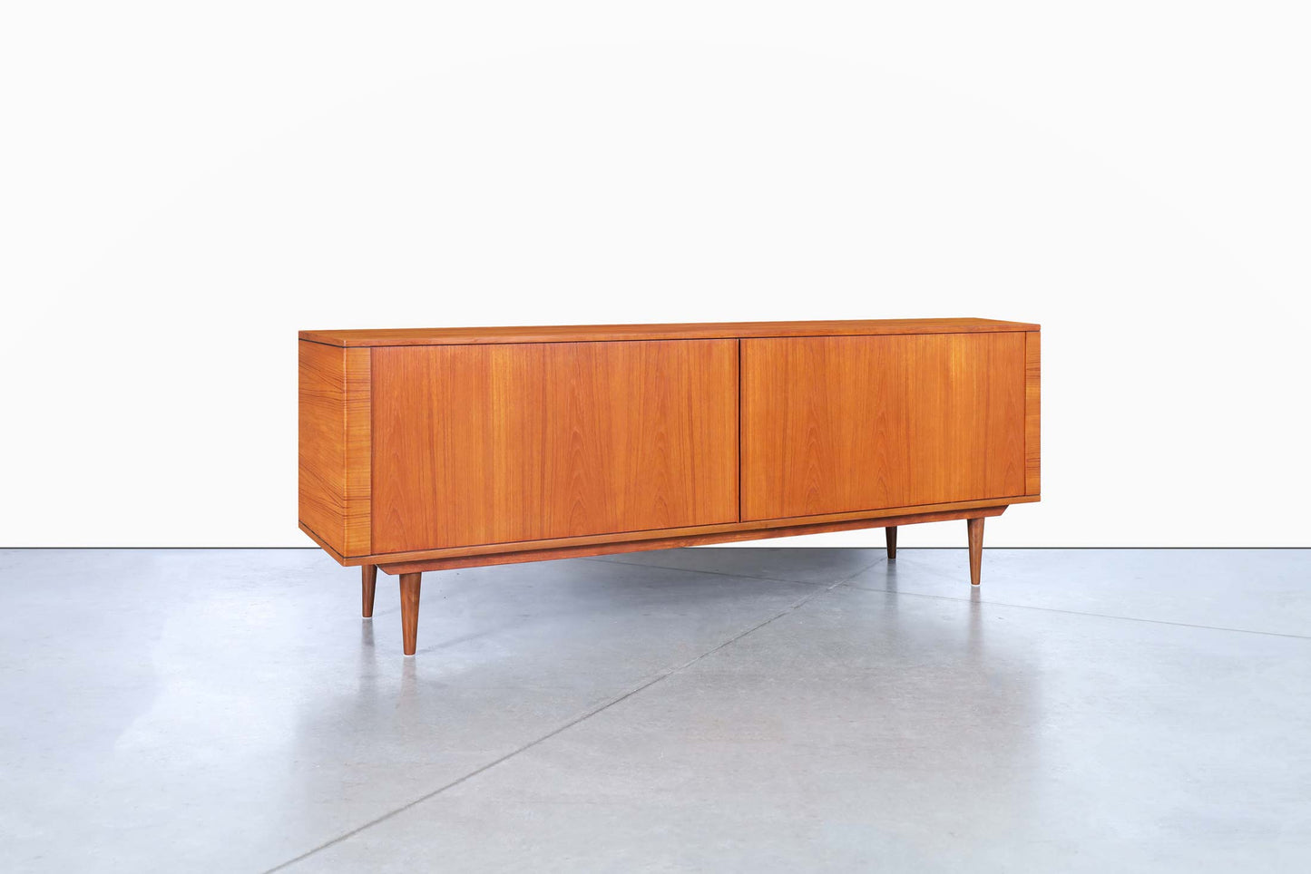 Danish Modern Teak Tambour Door Credenza by Hornslet Mobelfabrik