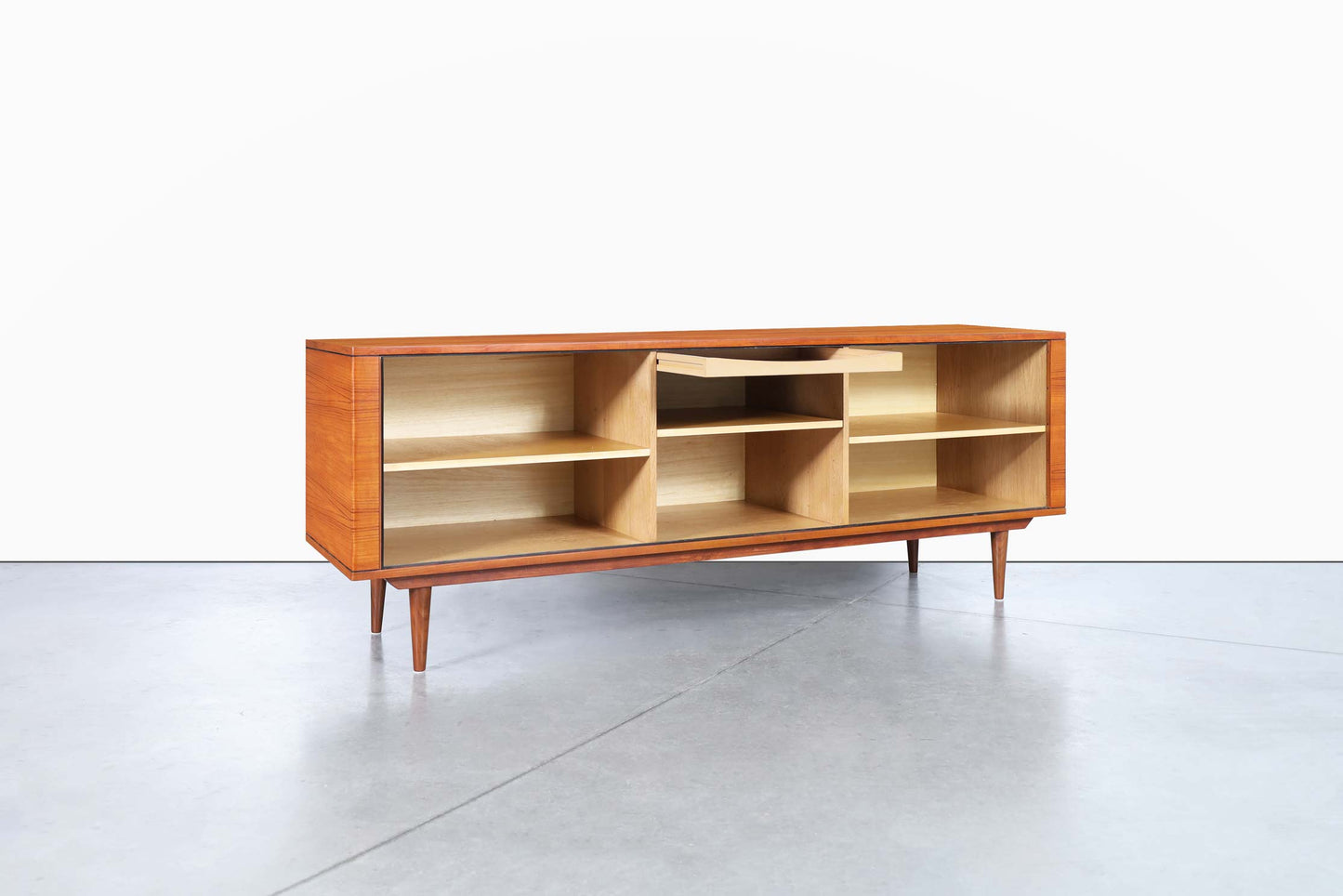 Danish Modern Teak Tambour Door Credenza by Hornslet Mobelfabrik