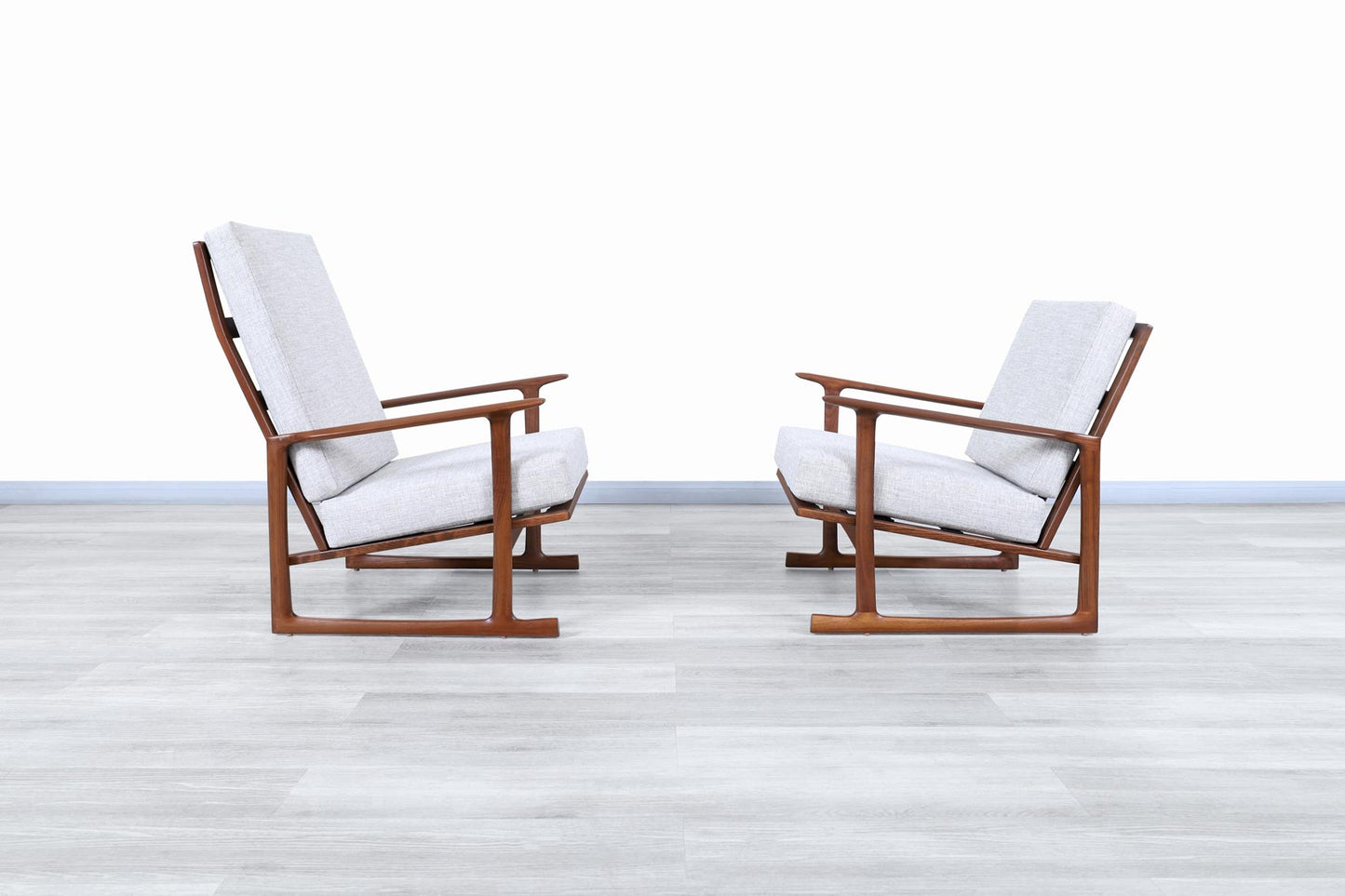 Danish Modern Walnut Lounge Chairs by Ib Kofod Larsen for Selig