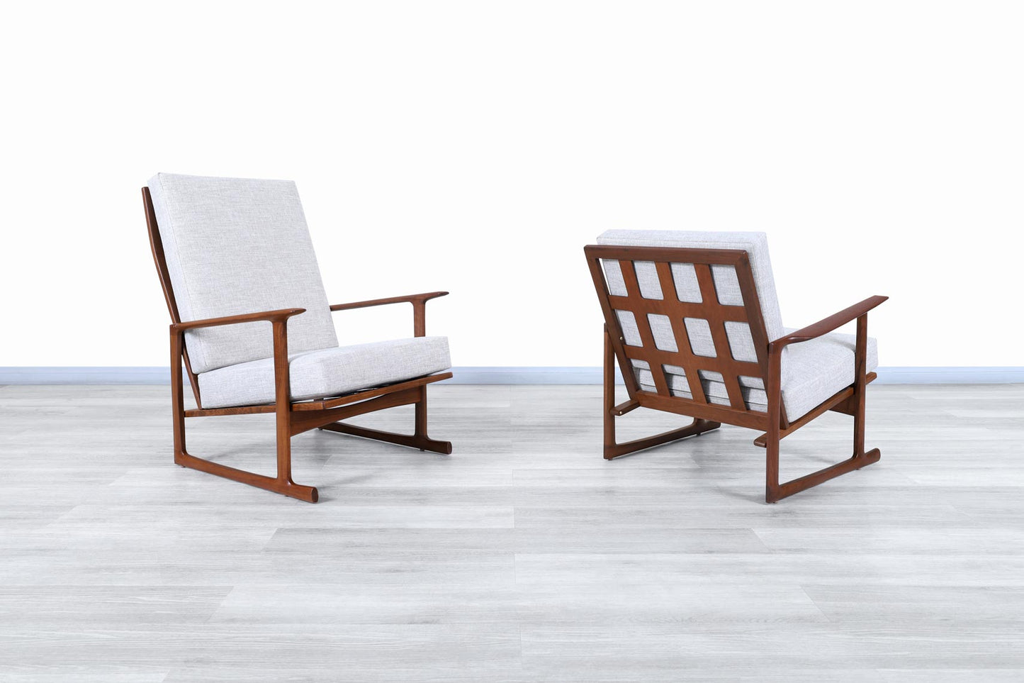 Danish Modern Walnut Lounge Chairs by Ib Kofod Larsen for Selig