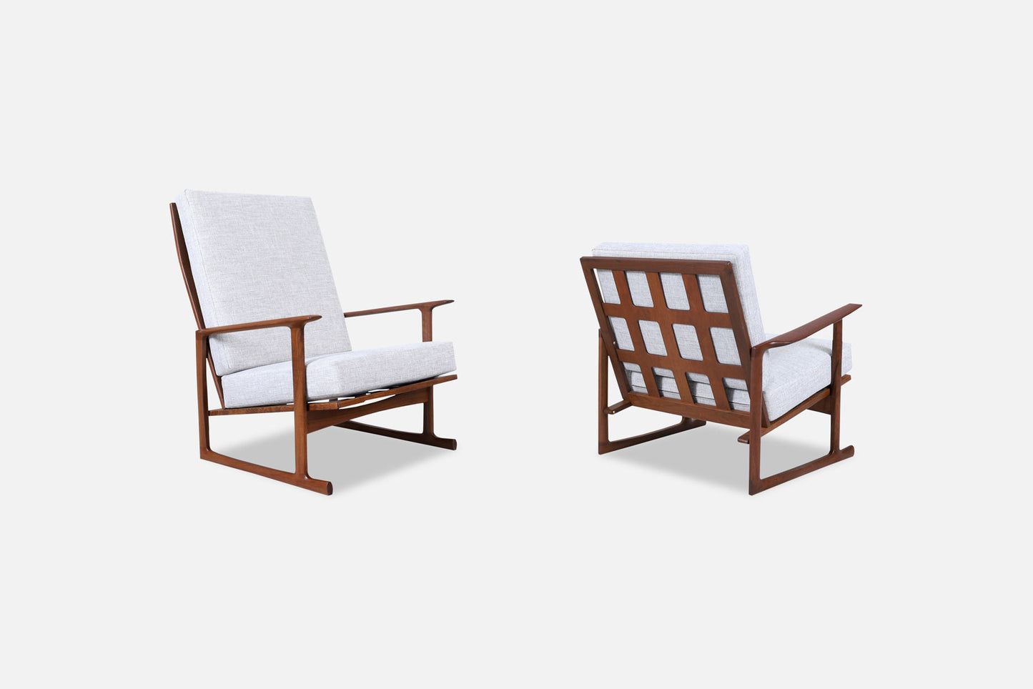 Danish Modern Walnut Lounge Chairs by Ib Kofod Larsen for Selig