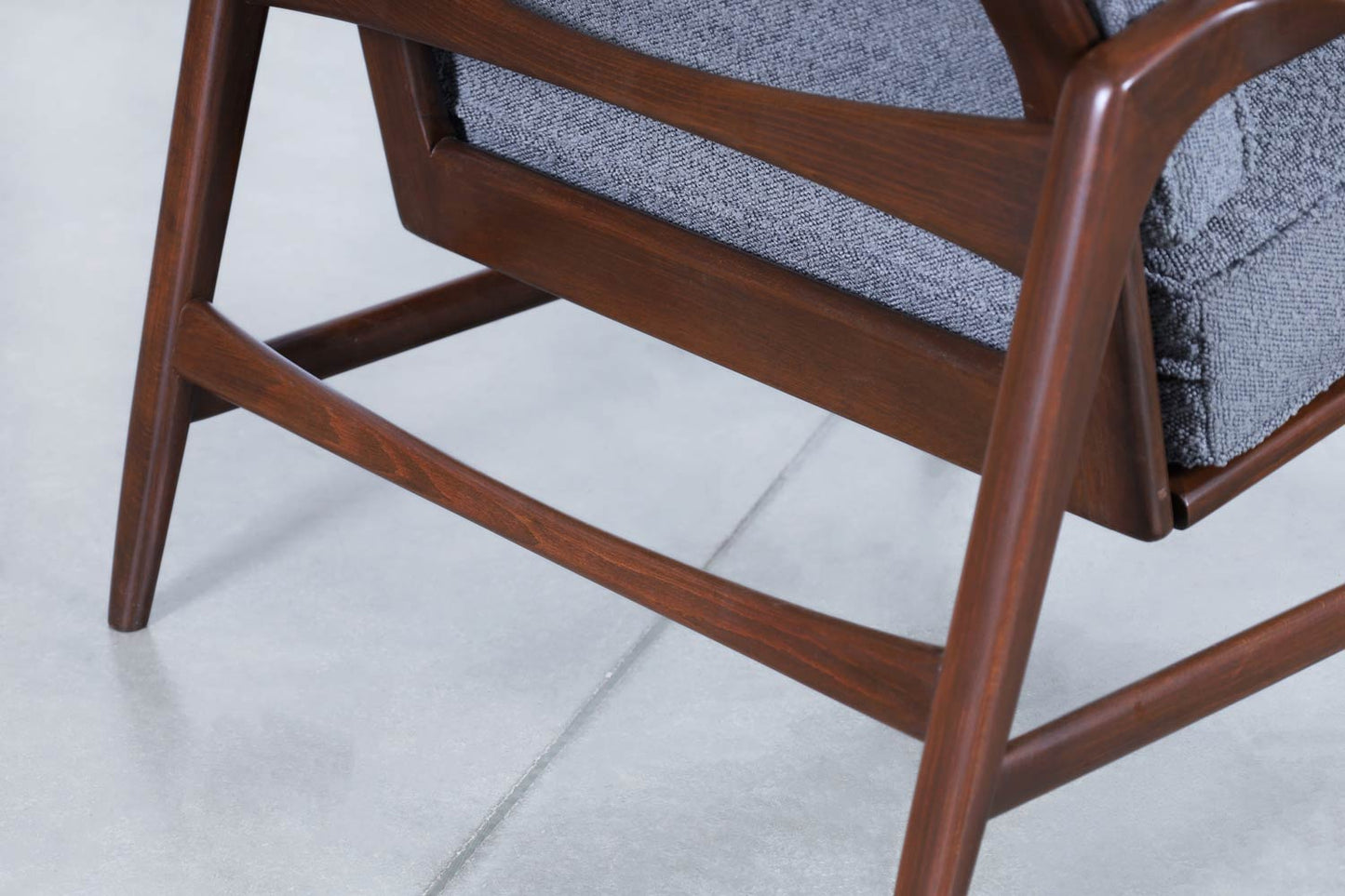 Danish Modern Walnut Reclining Lounge Chair and Ottoman by Ib Kofod Larsen