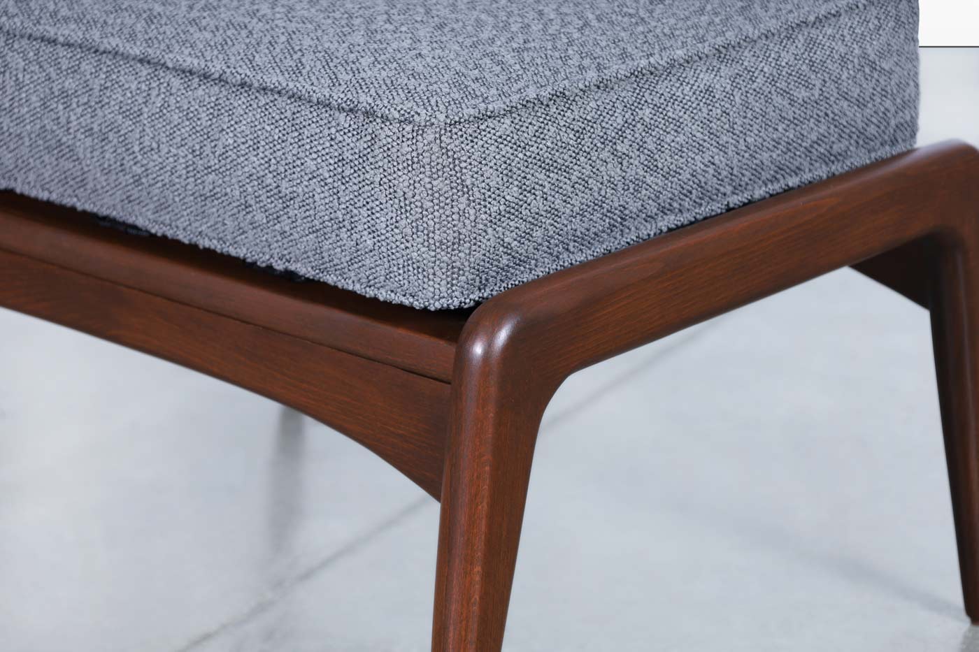 Danish Modern Walnut Reclining Lounge Chair and Ottoman by Ib Kofod Larsen