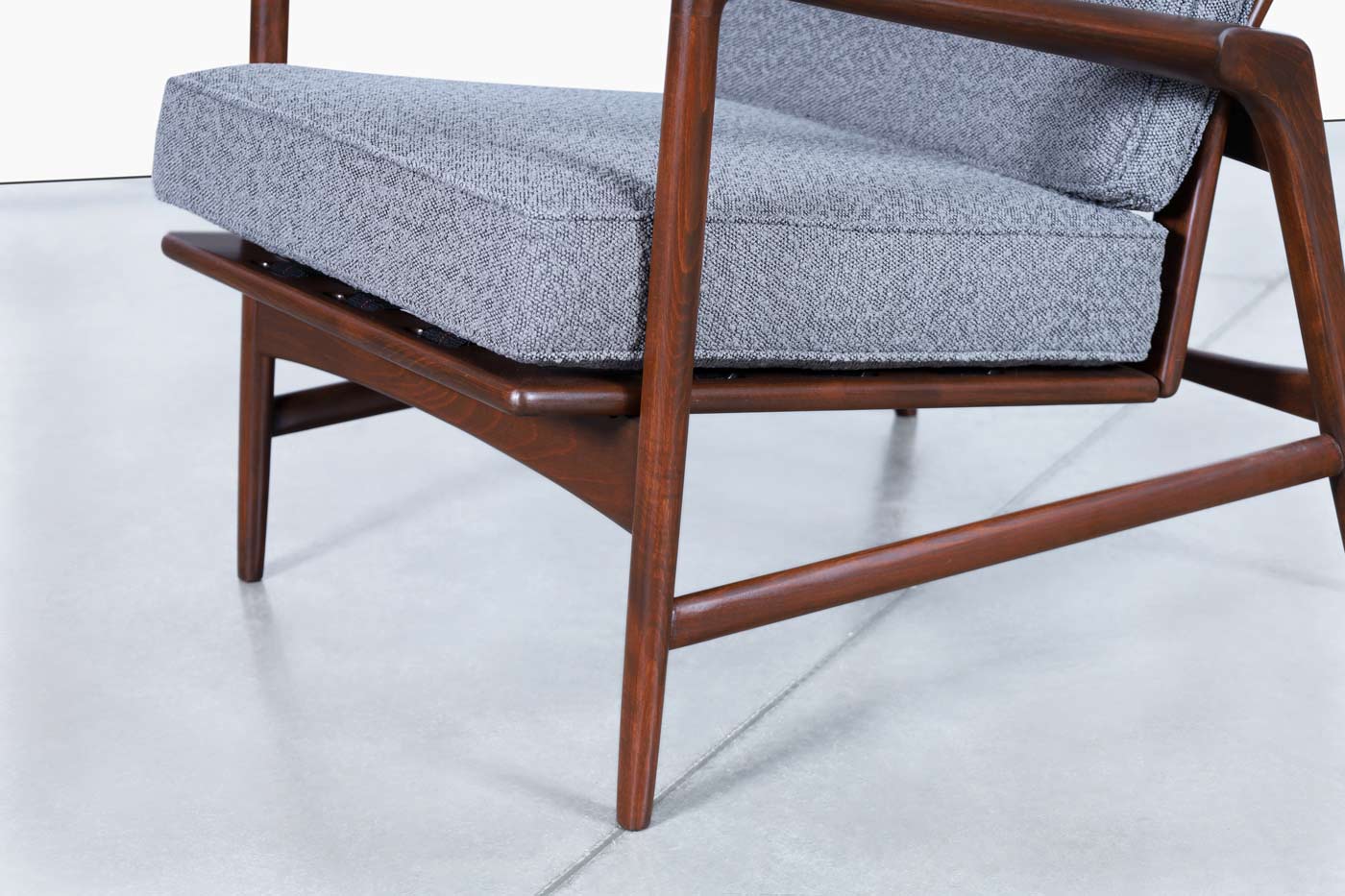 Danish Modern Walnut Reclining Lounge Chair and Ottoman by Ib Kofod Larsen