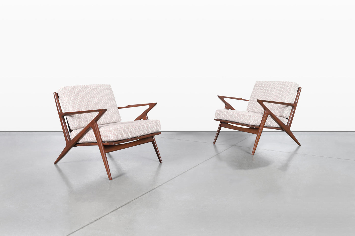 Danish Modern Walnut "Z" Lounge Chairs by Poul Jensen for Selig