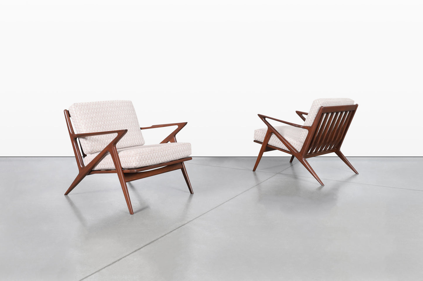 Danish Modern Walnut "Z" Lounge Chairs by Poul Jensen for Selig