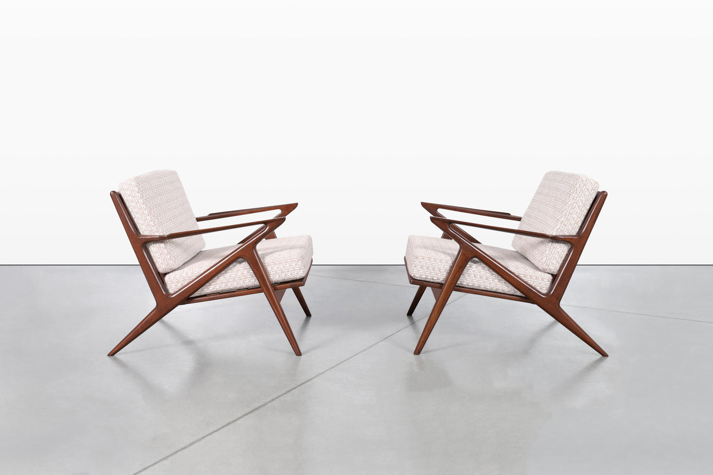 Danish Modern Walnut "Z" Lounge Chairs by Poul Jensen for Selig