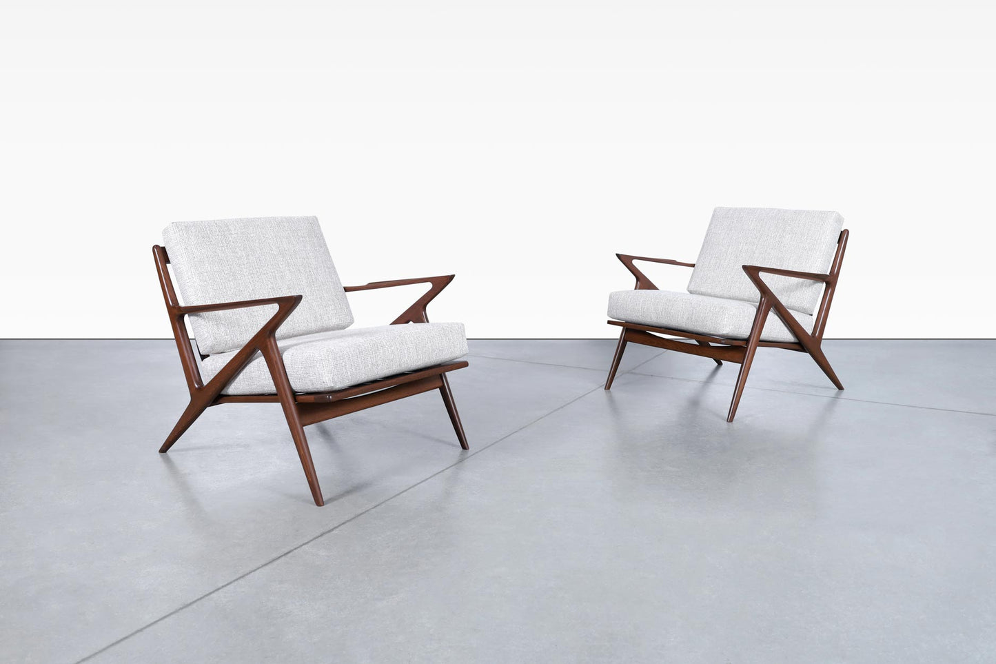 Danish Modern Walnut "Z" Lounge Chairs by Poul Jensen for Selig