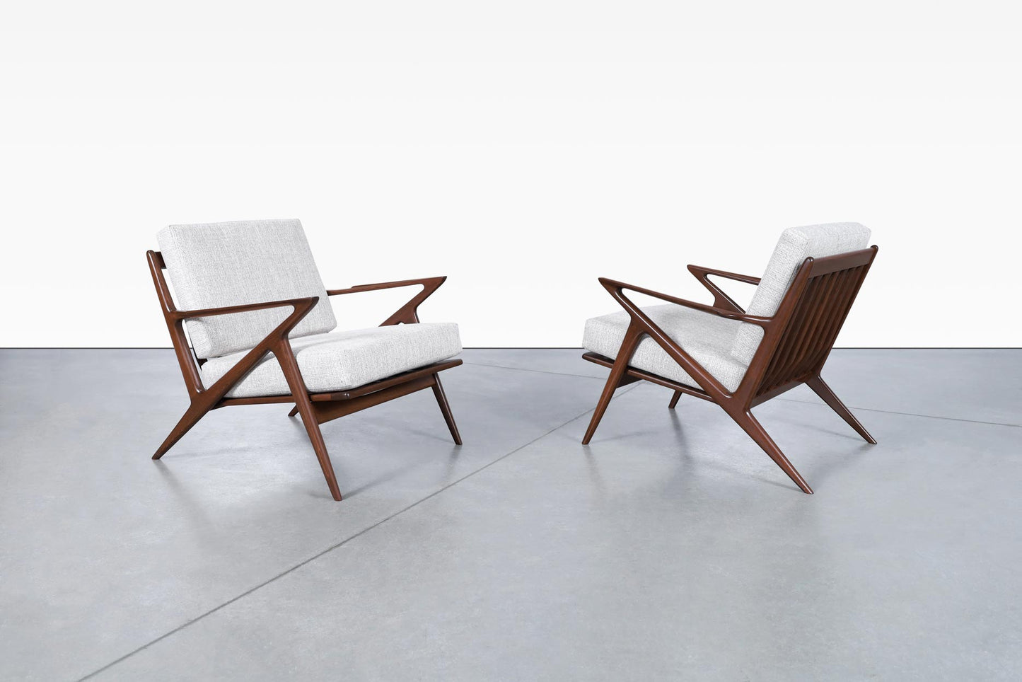 Danish Modern Walnut "Z" Lounge Chairs by Poul Jensen for Selig