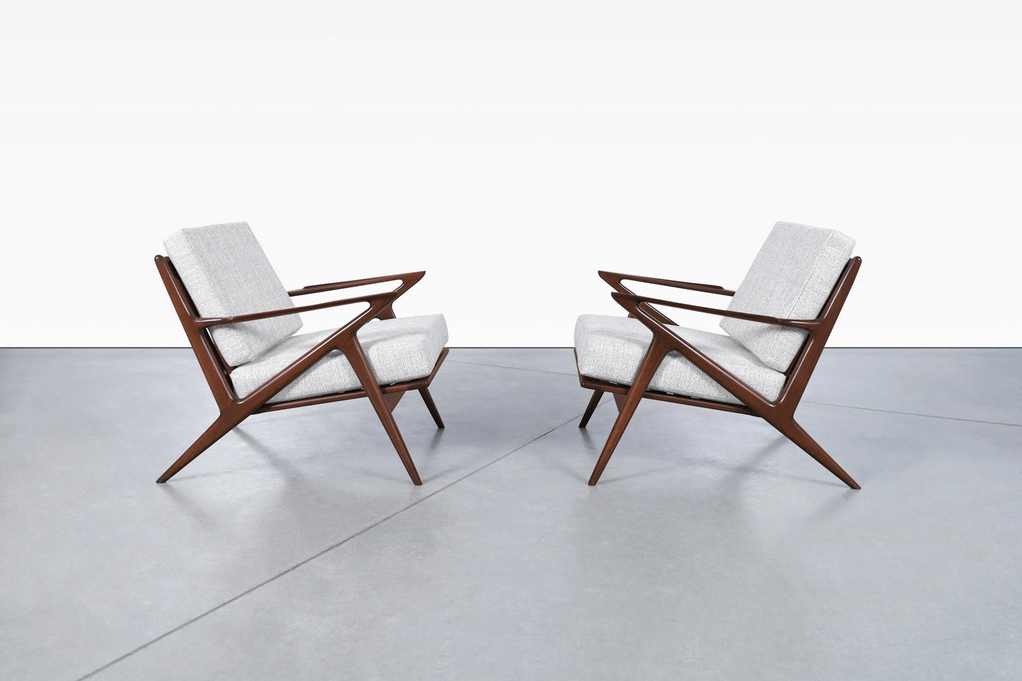 Danish Modern Walnut "Z" Lounge Chairs by Poul Jensen for Selig