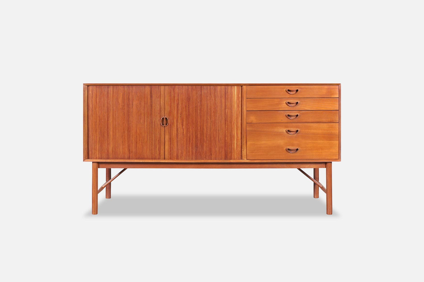 Danish Teak Tambour Door Credenza by Peter Hvidt and Orla Mølgaard-Nielsen