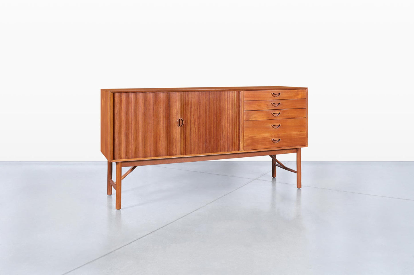 Danish Teak Tambour Door Credenza by Peter Hvidt and Orla Mølgaard-Nielsen