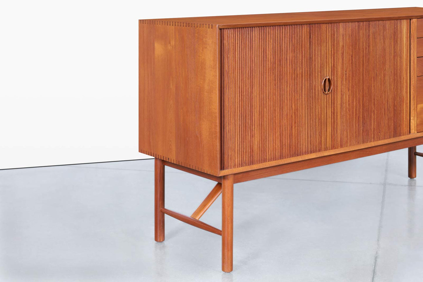 Danish Teak Tambour Door Credenza by Peter Hvidt and Orla Mølgaard-Nielsen