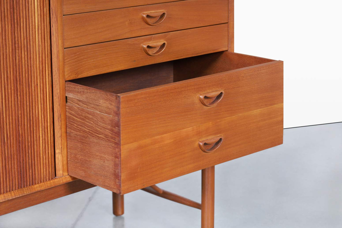 Danish Teak Tambour Door Credenza by Peter Hvidt and Orla Mølgaard-Nielsen