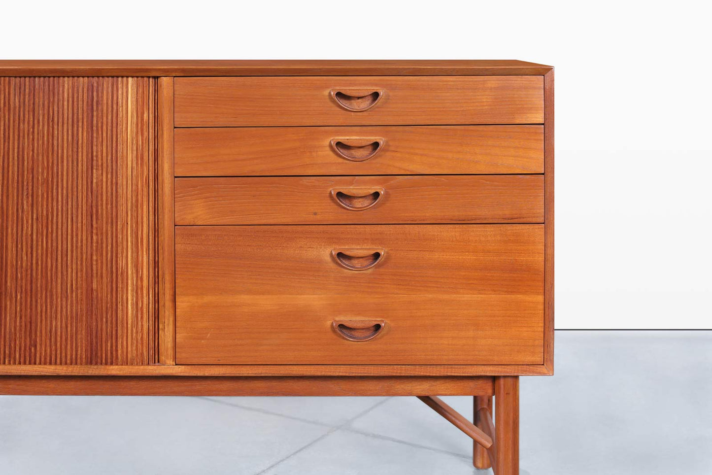 Danish Teak Tambour Door Credenza by Peter Hvidt and Orla Mølgaard-Nielsen
