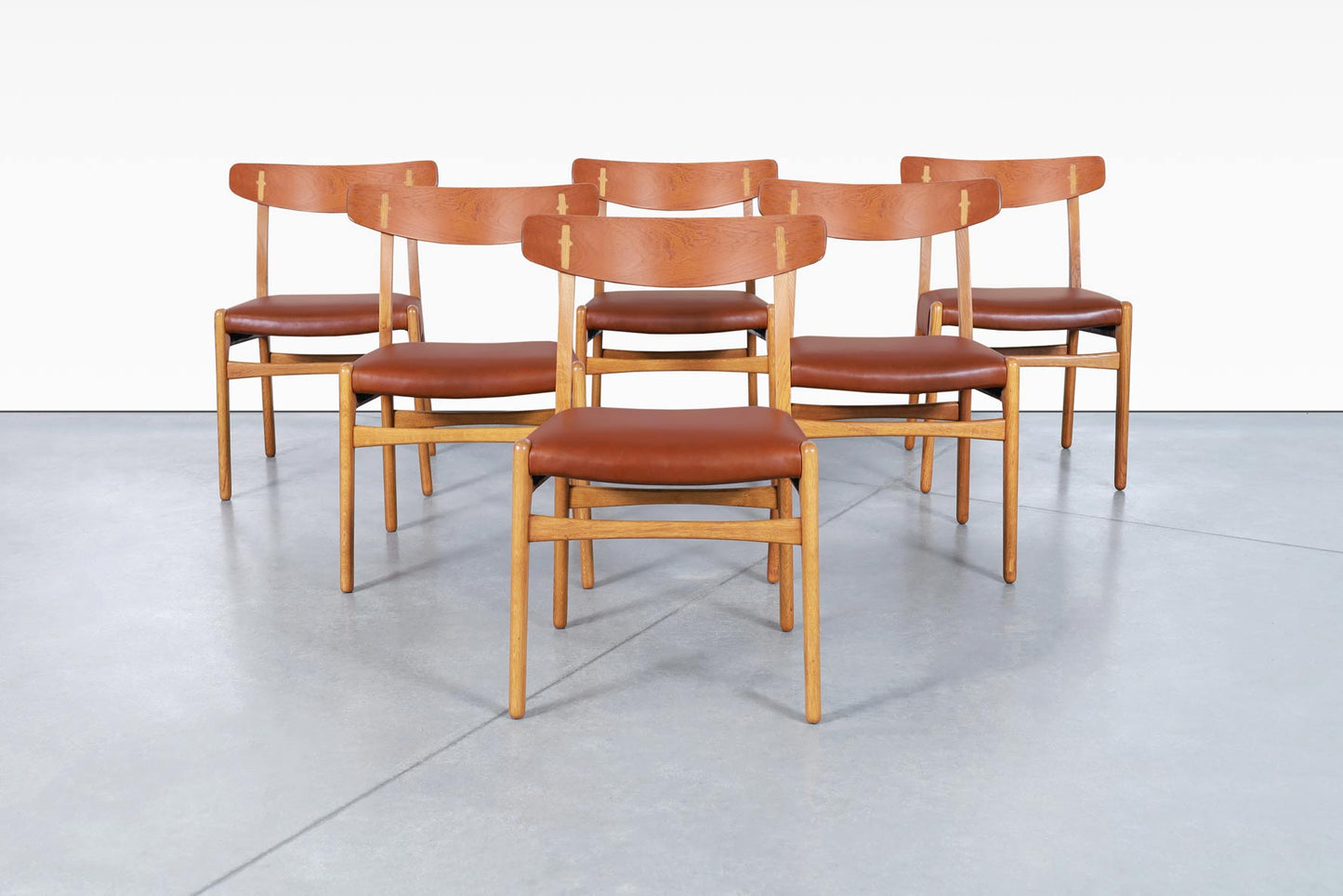 Danish Modern CH-23 Leather Dining Chairs by Hans J. Wegner