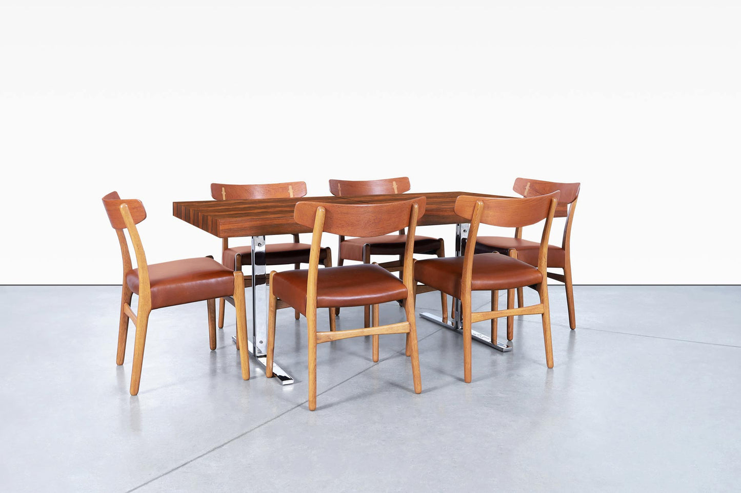Danish Modern CH-23 Leather Dining Chairs by Hans J. Wegner