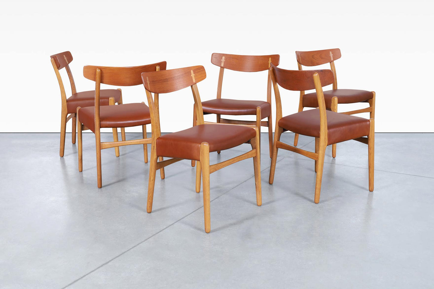 Danish Modern CH-23 Leather Dining Chairs by Hans J. Wegner