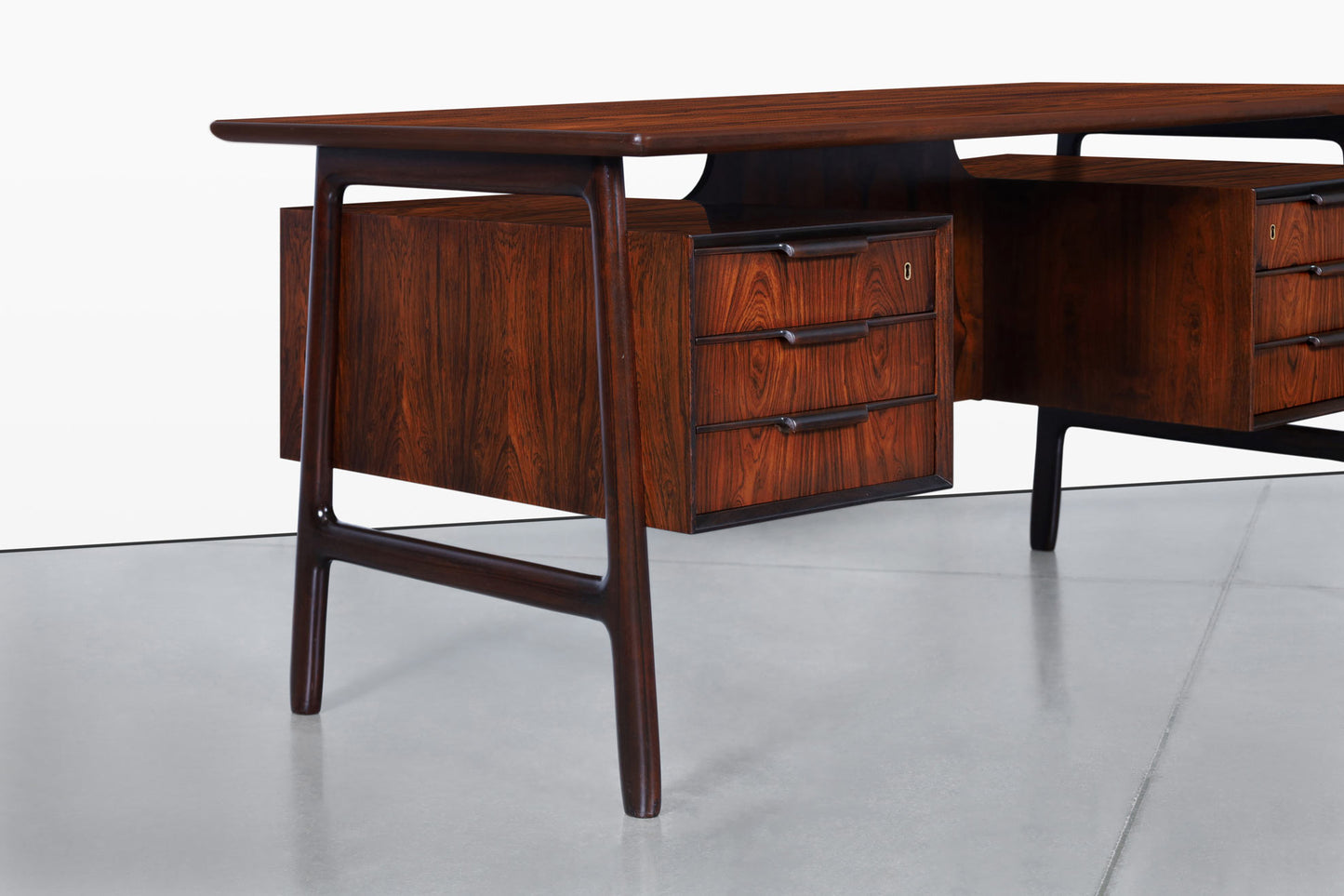 Danish Modern Floating Top Rosewood Desk Modern 75 by Gunni Omann