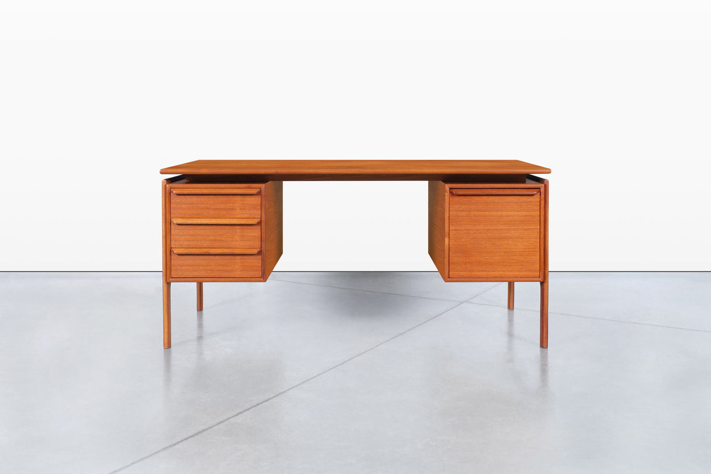 Danish Modern Floating Top Teak Desk by G.V. Møbler