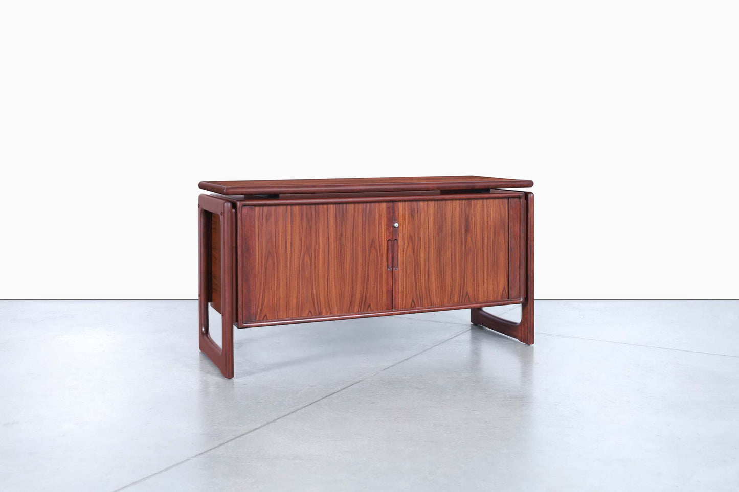 Danish Modern Rosewood Tambour Door Credenza by Dyrlund