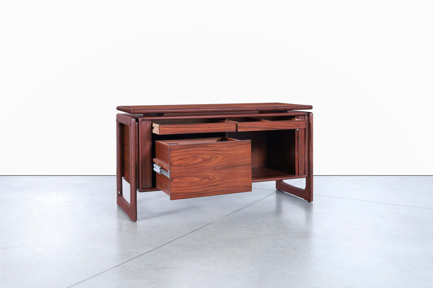 Danish Modern Rosewood Tambour Door Credenza by Dyrlund