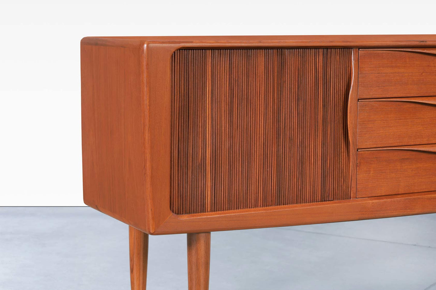 Danish Modern Teak Tambour Door Credenza